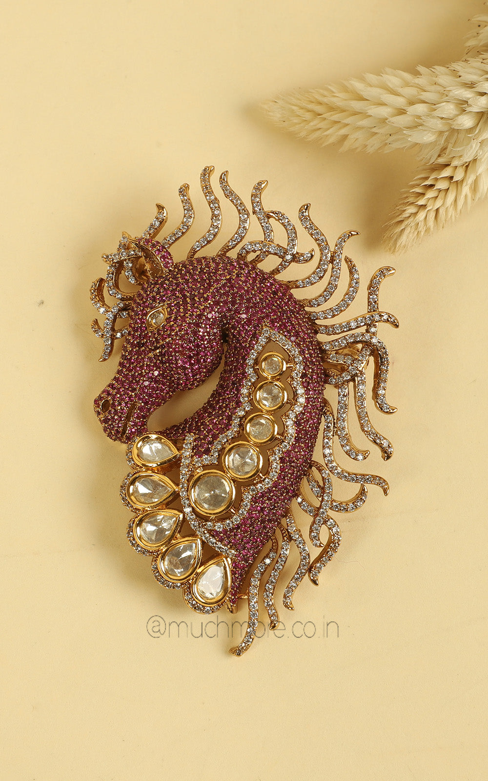 Pink Ruby Diamonds Brooch Inspired By A Horse’s Head