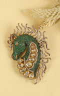 Emerald Green Diamonds Brooch Inspired By A Horse’s Head