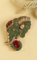 Elephant Truck Emerald Ruby Brooch Pin For Groom