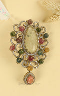 Antique Gold Tone Multi Color Exclusive Brooch Pin