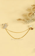 Gold Polish Swan And Pearl Lapel Pin Brooch