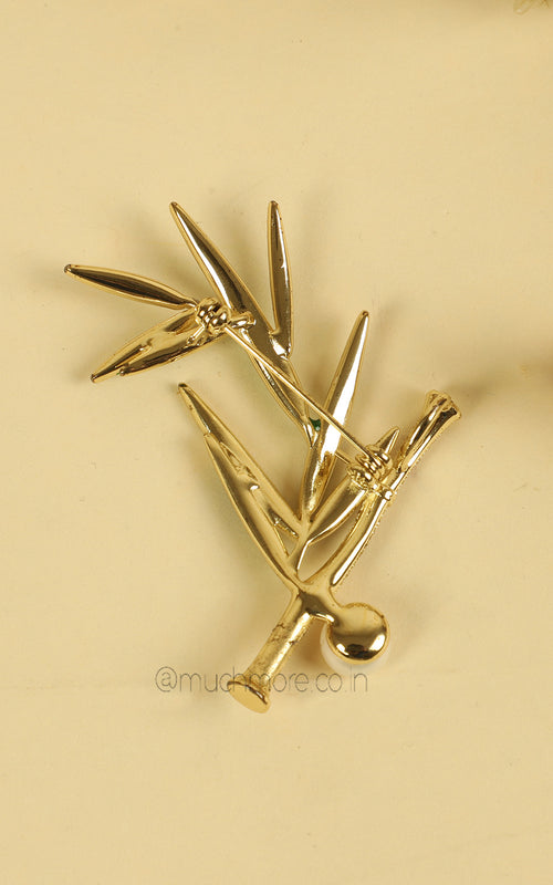 Bush Plant Based Gold Polish Diamond Brooch