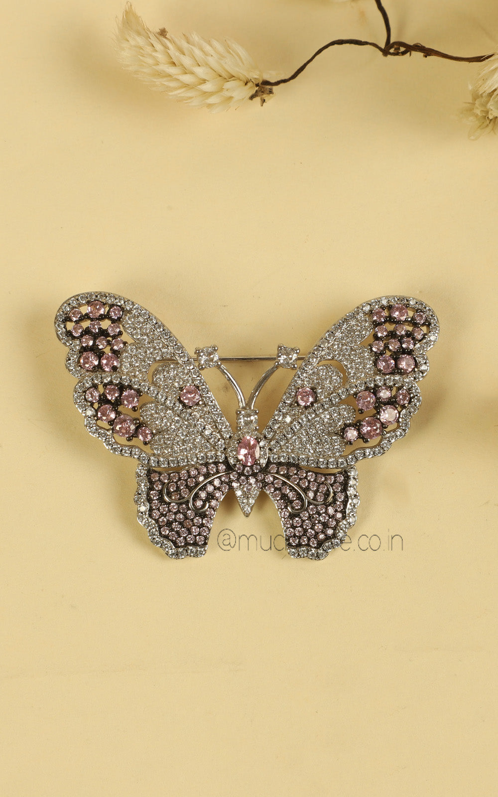 Silver Pink Cute Butterfly Brooch Pin For Gilrs & Women