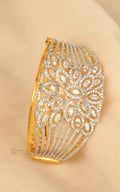 Buy Gold Polish Braided Kada Style Bracelet with Diamond Detailing