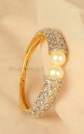 Pearl And Diamond Studded Designer Kada Bracelet