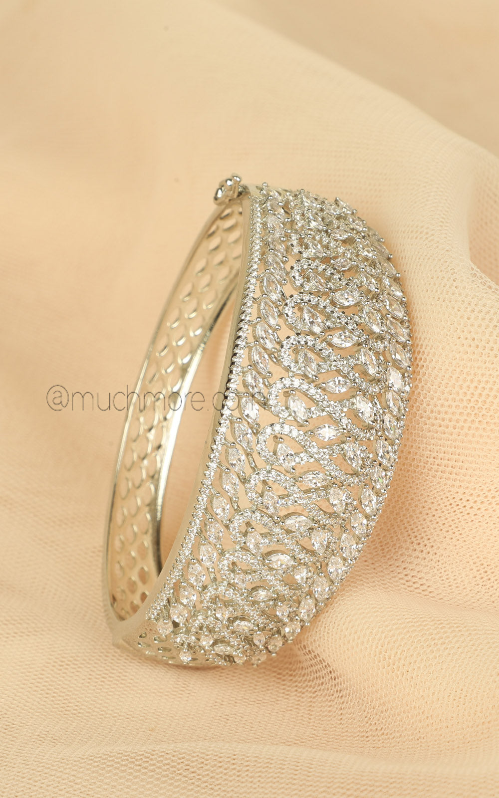 Statement Silver Polish Diamond Jewellery Bracelet