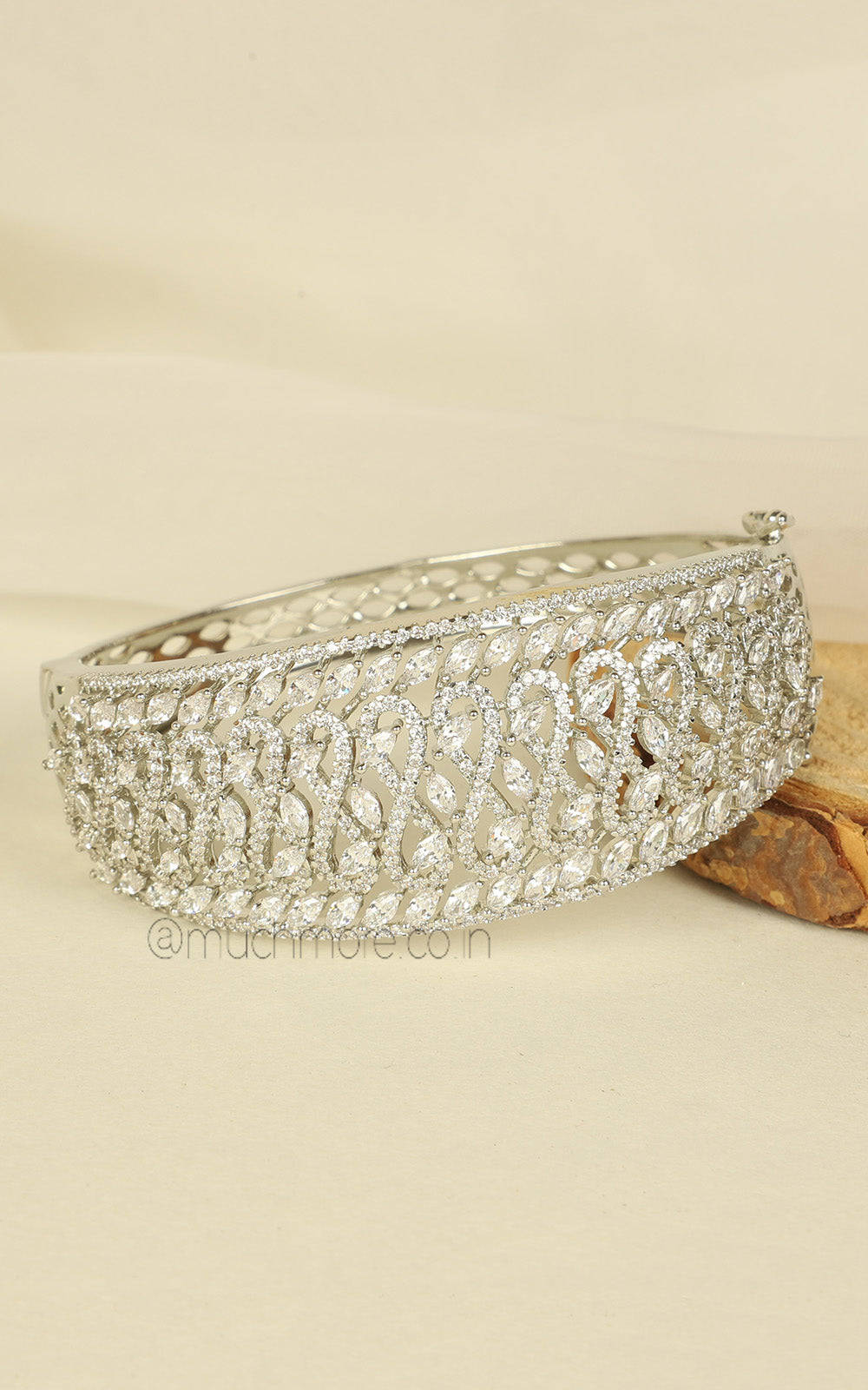 Statement Silver Polish Diamond Jewellery Bracelet
