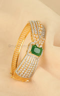 Gold Polish American Diamond Emerald Green Bracelet Online