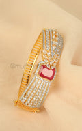 Gold Polish American Diamond Ruby Bracelet Online