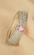 Silver Polish American Diamond Pink Bracelet Online