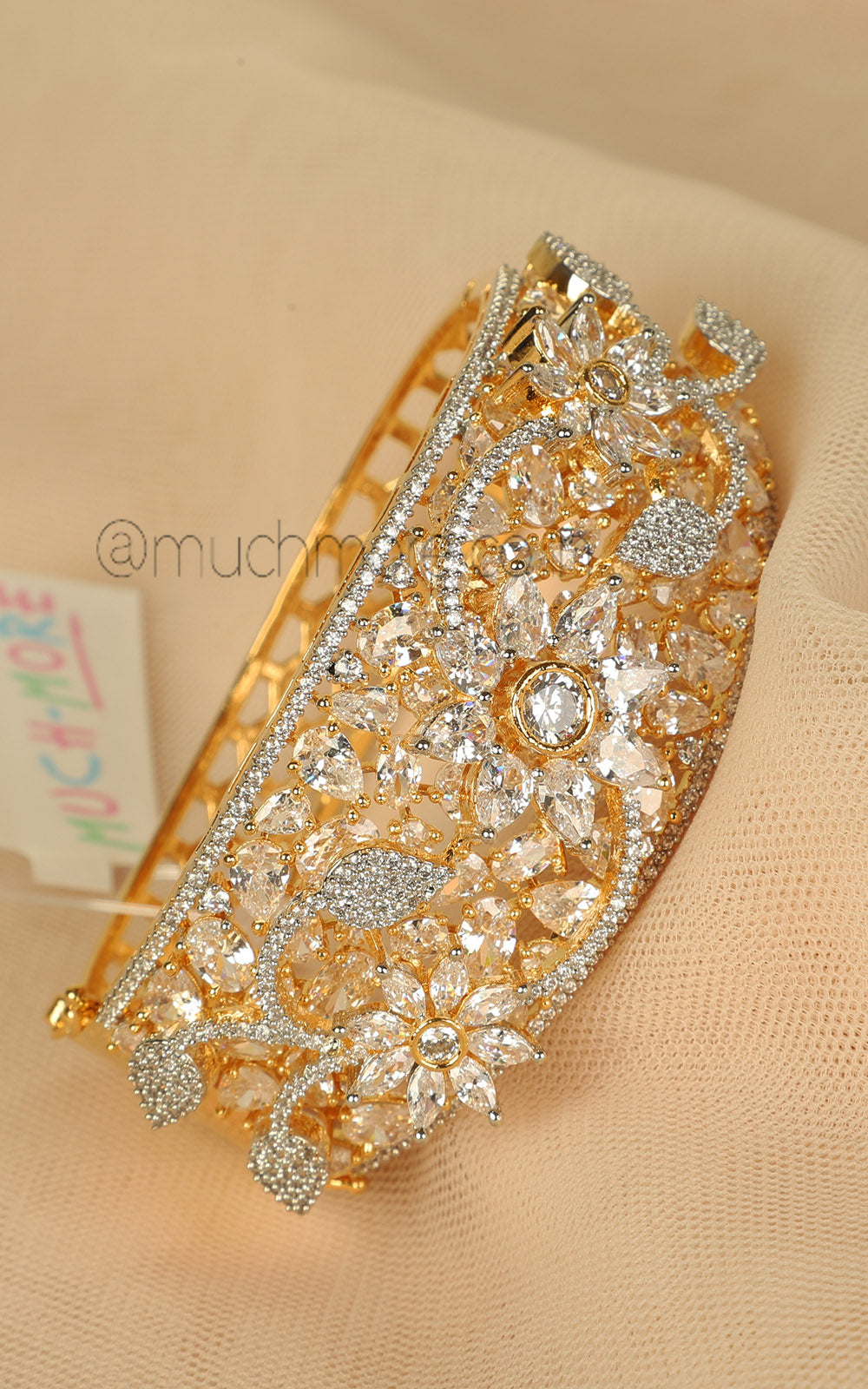 Gold Polish Designer Zircon Studded Women Bracelet