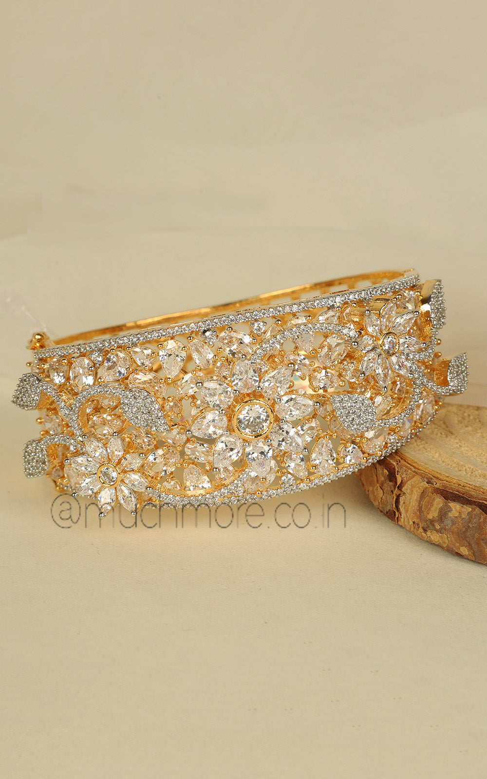 Gold Polish Designer Zircon Studded Women Bracelet