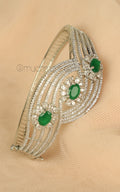 Silver Polish Emerald Diamond Side Openable Bracelet Online