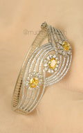 Silver Polish Yellow Diamond Side Openable Bracelet Online
