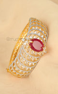 Buy Gold Polish Ruby Studded Women Kada Bracelet