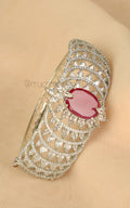 American Diamond Studded Women Bracelet With Ruby
