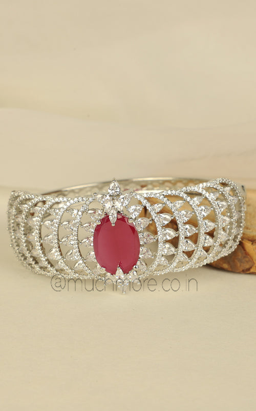 American Diamond Studded Women Bracelet With Ruby
