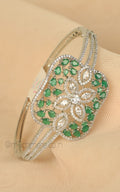 White Polish American Diamond With Emerald Green Bracelet