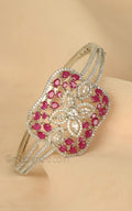 White Polish American Diamond With Ruby Bracelet