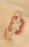 Latest Design American Diamond With Ruby Gold Polish Bracelet
