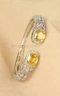 Slip On Style Silver Polish Yellow Diamond Studded Bracelet