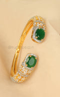 Slip On Style Gold Polish Emerald Diamond Studded Bracelet