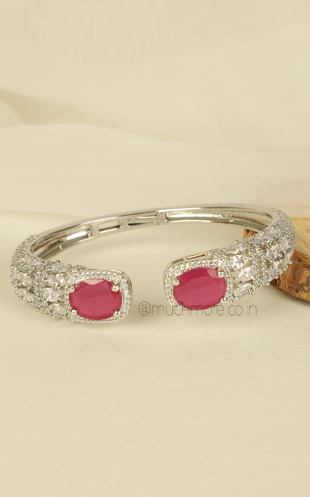 New Design Silver Polish Ruby Diamond Studded Bracelet