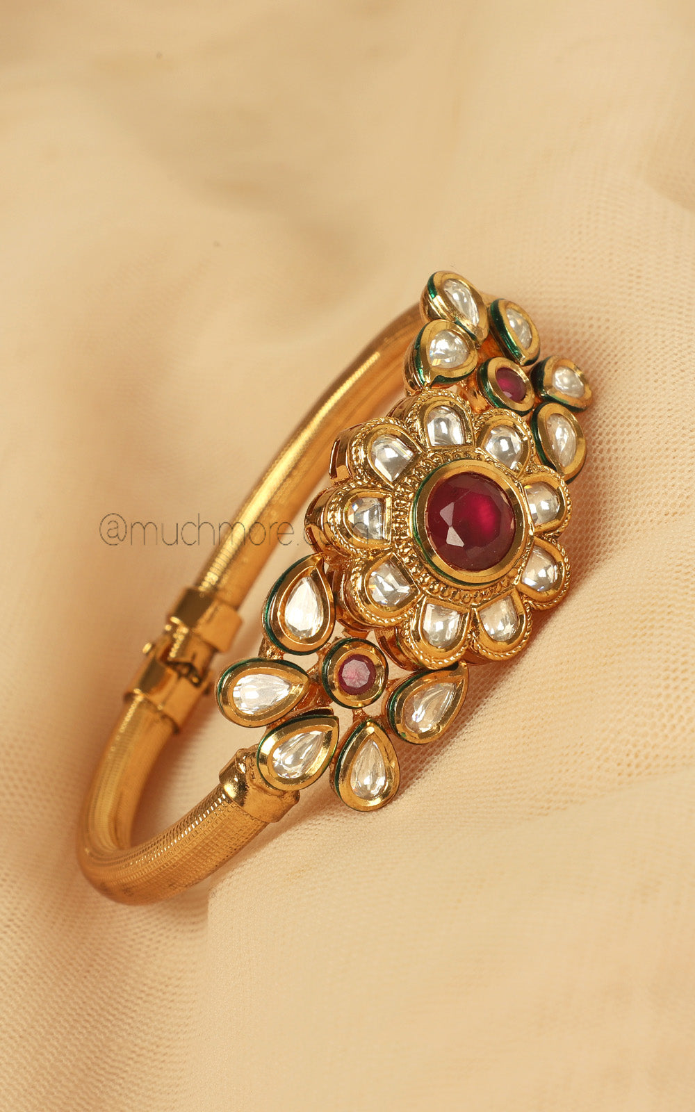Ruby kundan Side Openable Traditional Bracelet Kada