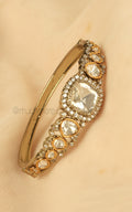 Beautiful Gold Polish White Polki Kada Bracelet