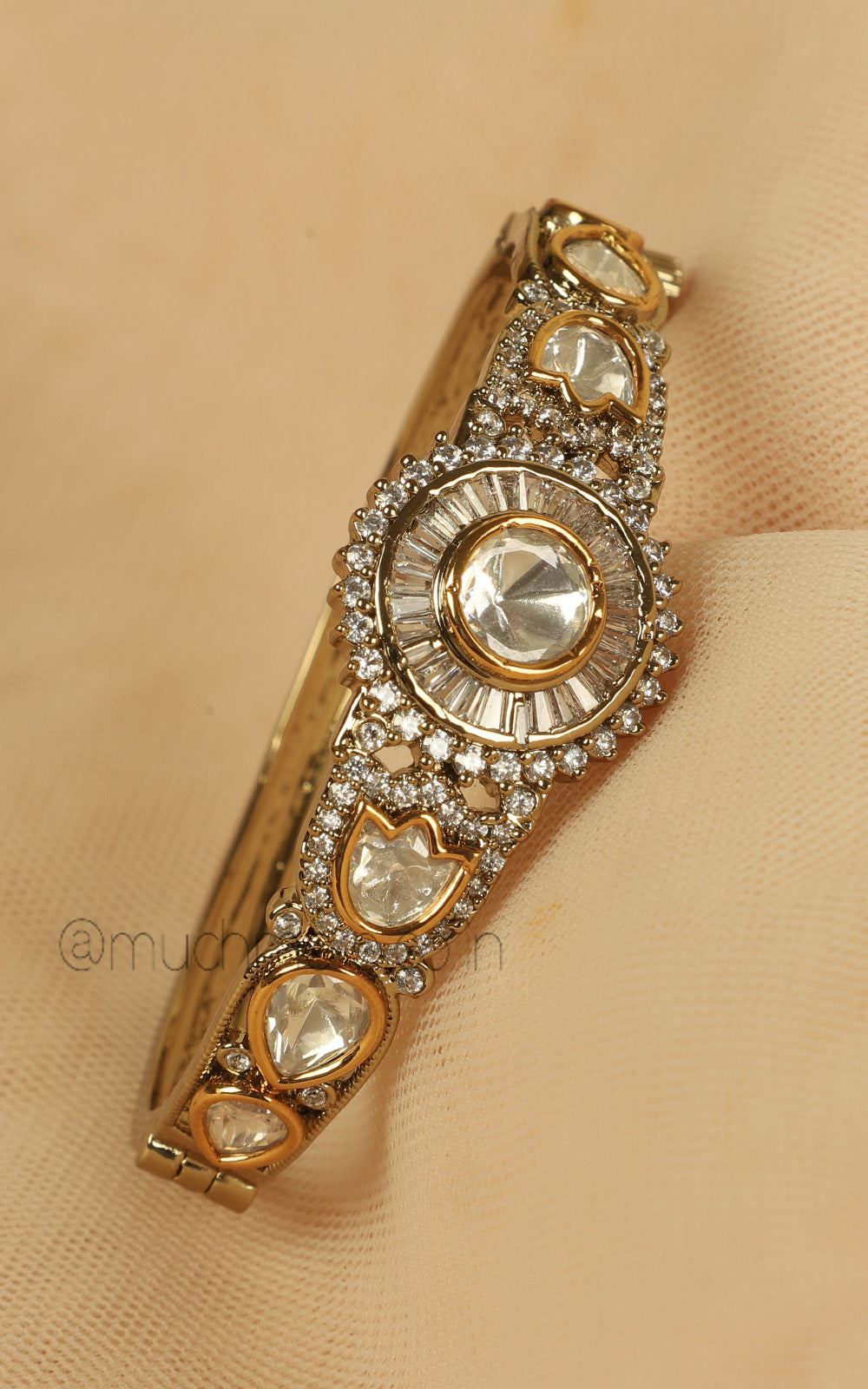 Gold Polish White Polki Kada Bracelet Buy Online In India
