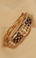 Ruby Enamel Work Uncut Kundan Kada Style Bracelet