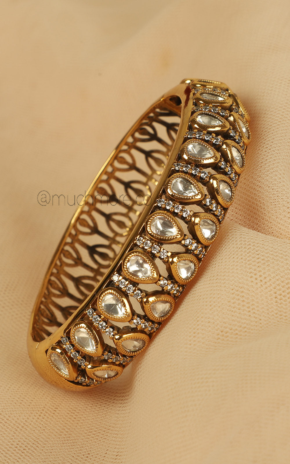 Statement Kundan Diamond Kada Gold Polish Bracelet