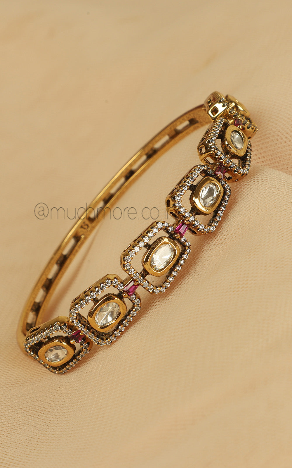 Daily Wear Kada Style Side Openable Polki Bracelet