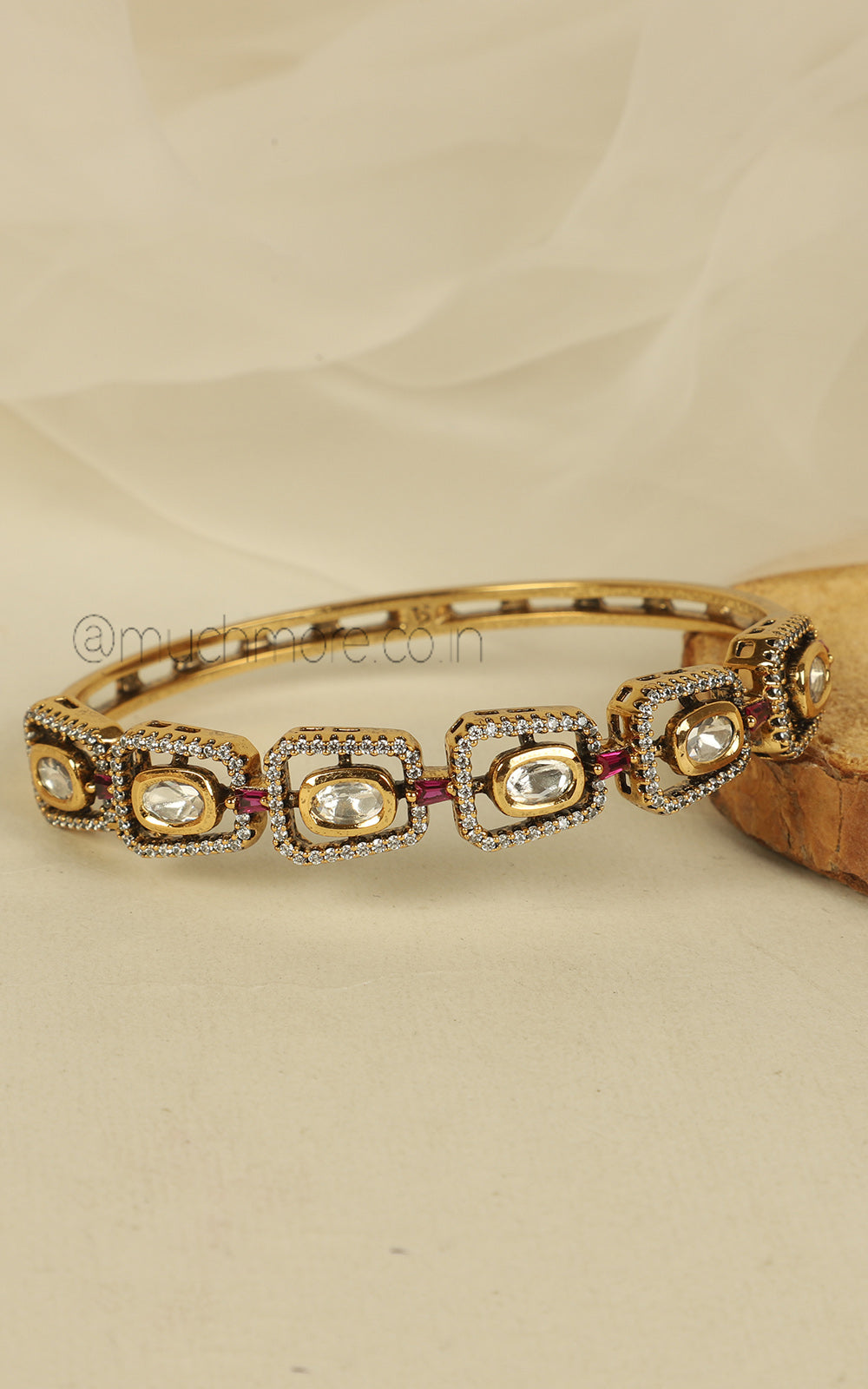 Daily Wear Kada Style Side Openable Polki Bracelet