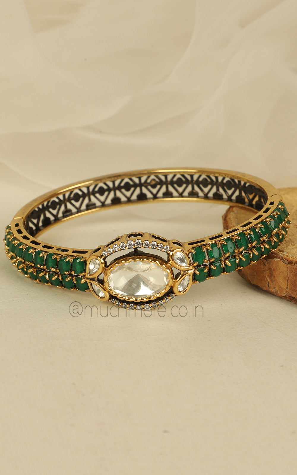 Emerald Green Kada Style Bracelet For Office Going Women