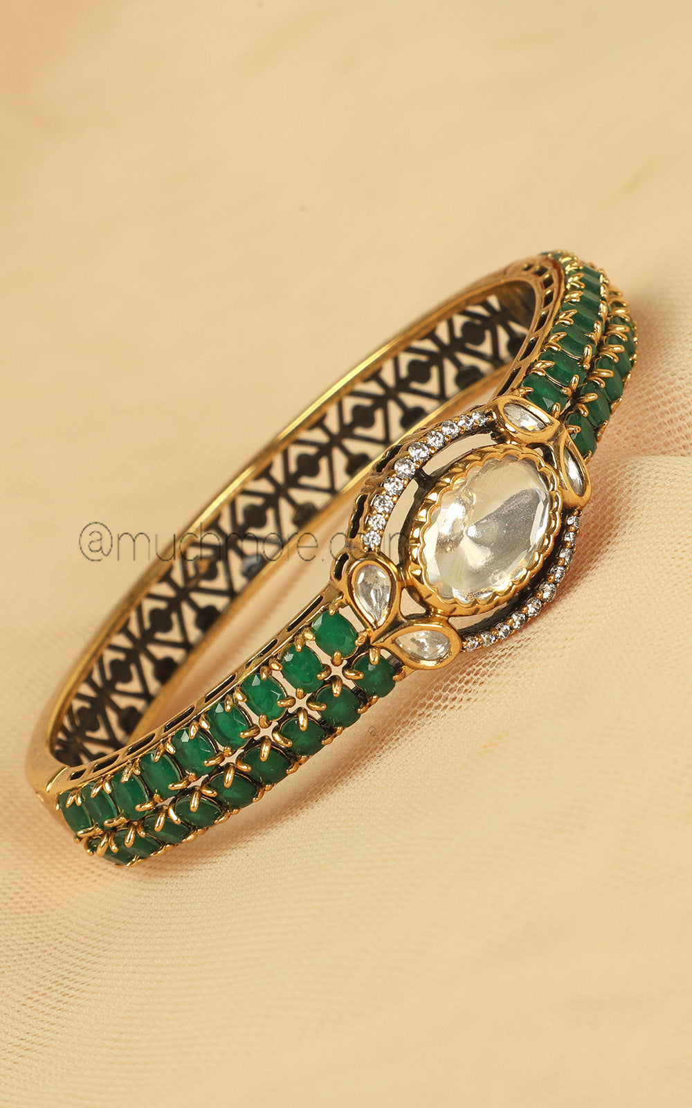 Emerald Green Kada Style Bracelet For Office Going Women