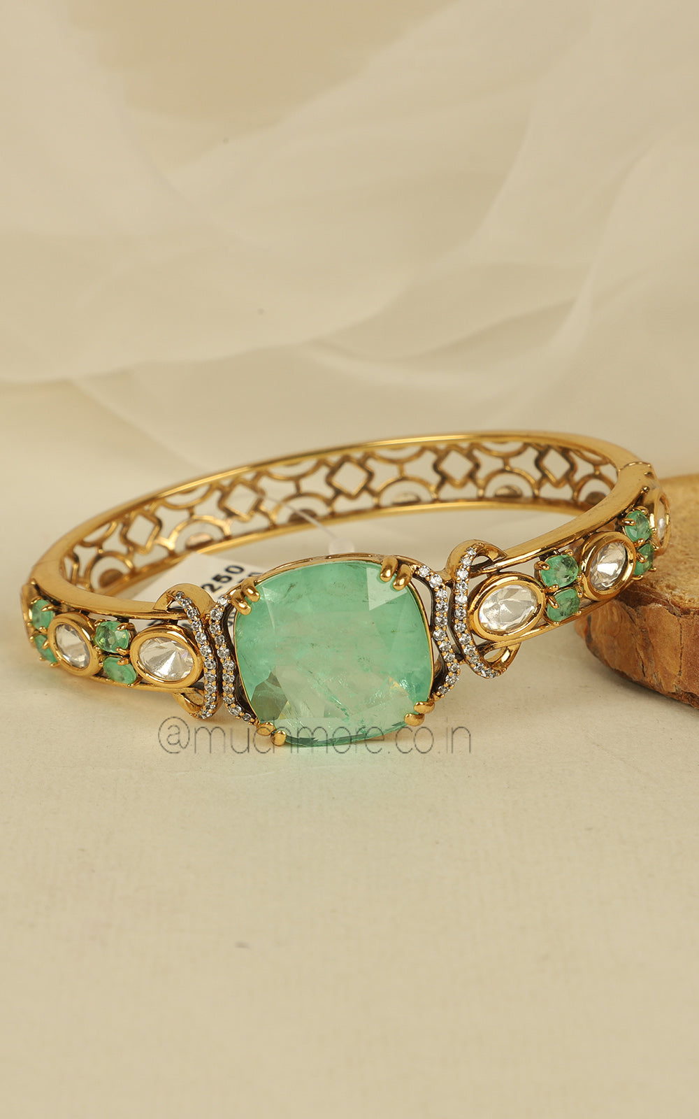 Mint Green Designer Kundan Kada Bracelet