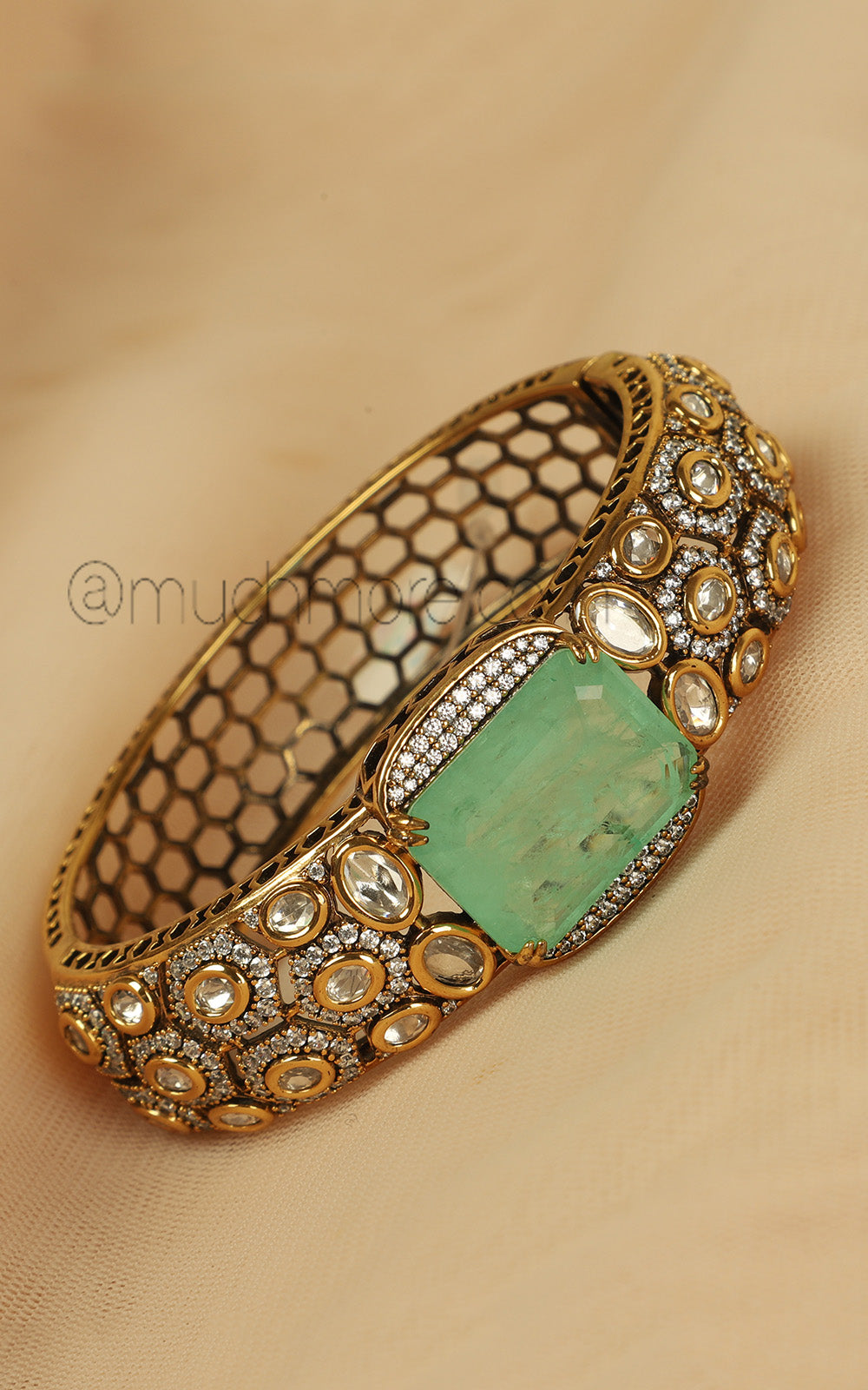 Diamond And Kundan Kada Bracelet Fusion Jewellery In Gold Bracelet