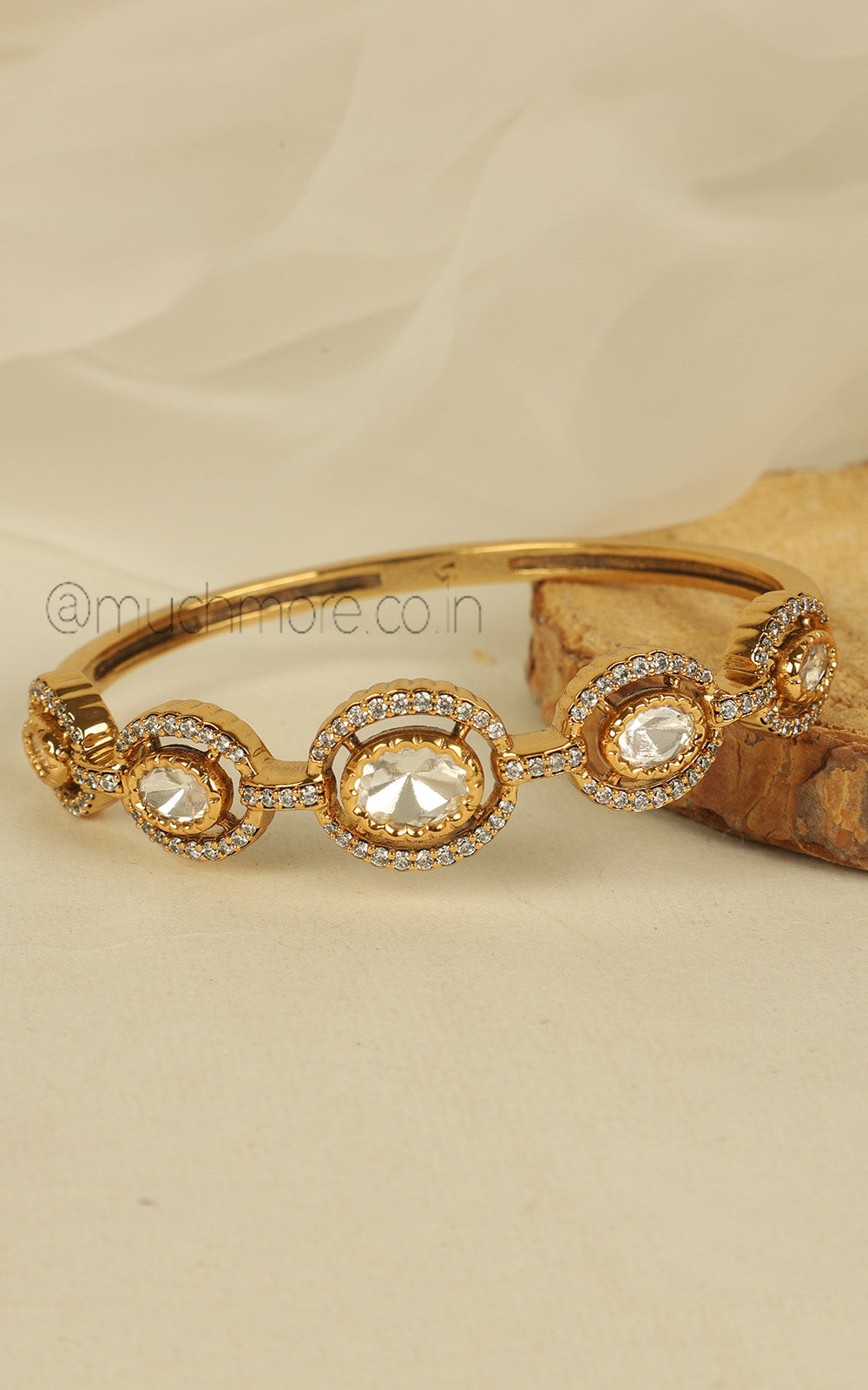 Traditional Bracelet Made With Polki Zircon Bracelet