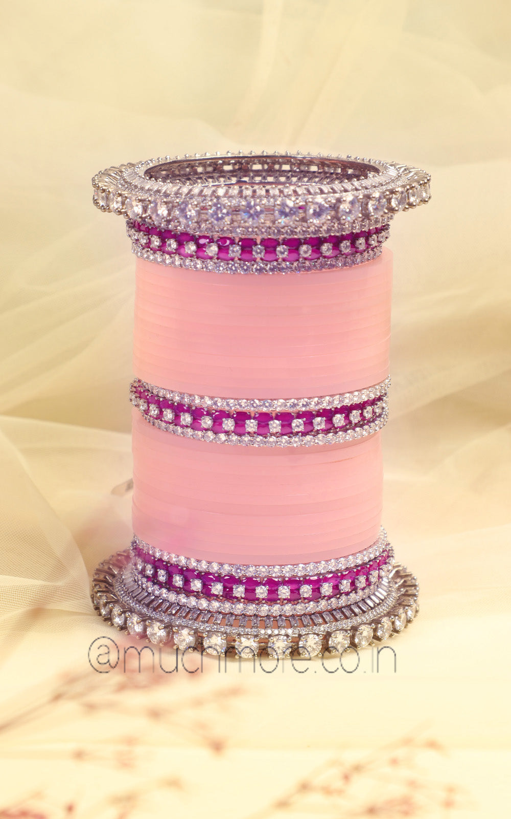 Wedding Baby Pink Chura With Diamond Bangle Online