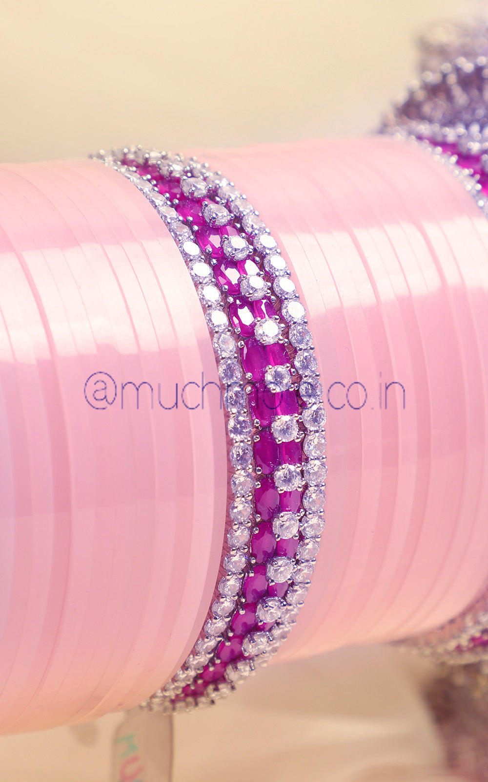 Wedding Baby Pink Chura With Diamond Bangle Online
