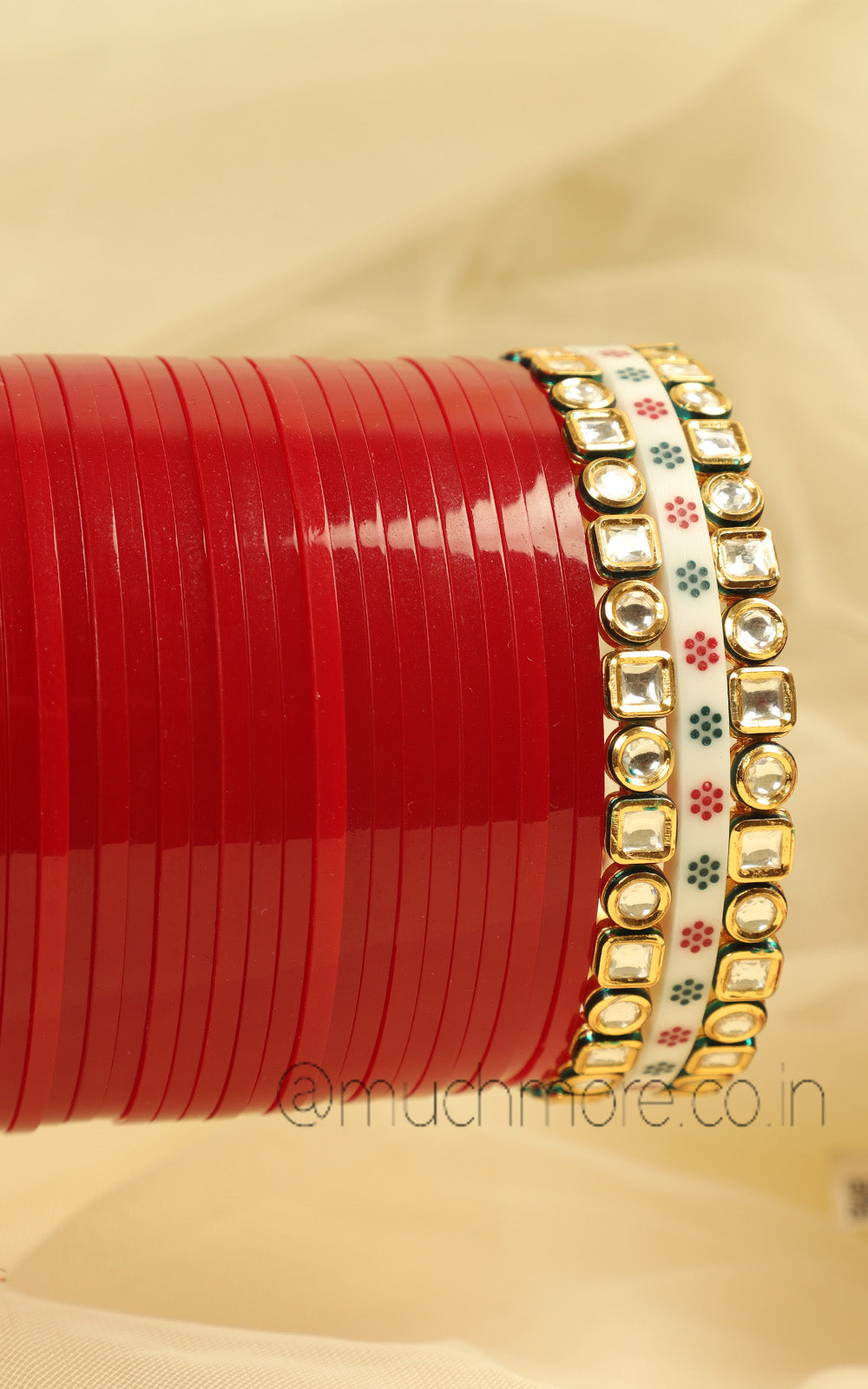 Red Basic Bangles With Dot Bangle Chooda For Brides