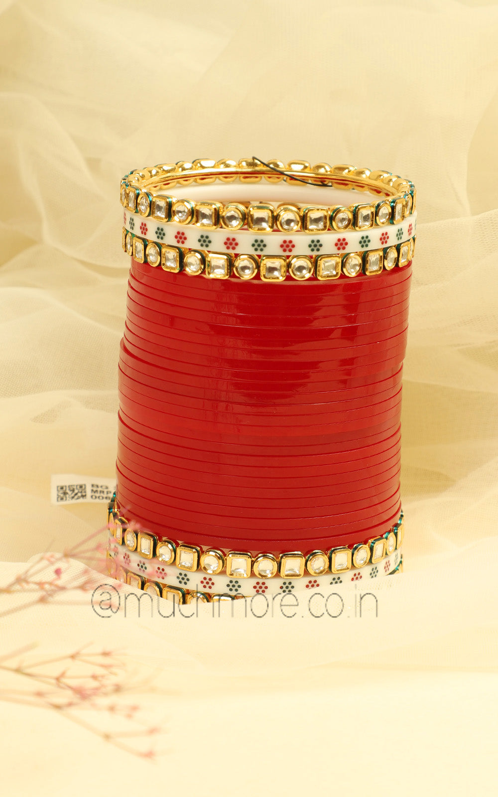Red Basic Bangles With Dot Bangle Chooda For Brides