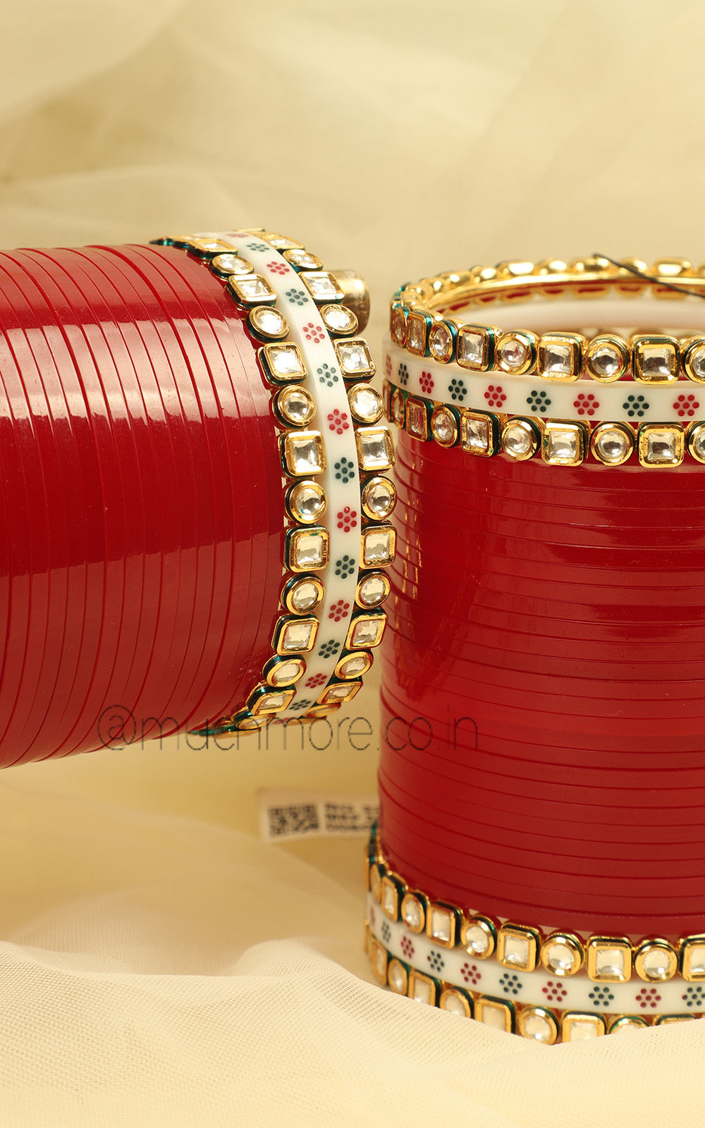 Red Basic Bangles With Dot Bangle Chooda For Brides