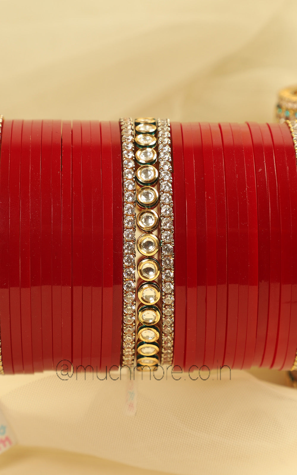 Classic Red Bridal Chura | Traditional Kundan Bangles