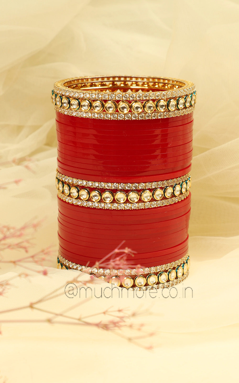 Classic Red Bridal Chura | Traditional Kundan Bangles