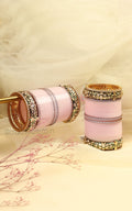 Baby Pink Chura Chooda With Enamel Work Kundan Bangle