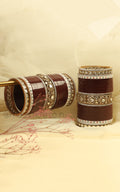 Dark Maroon Color Antique Gold Kundan Bangles Chura