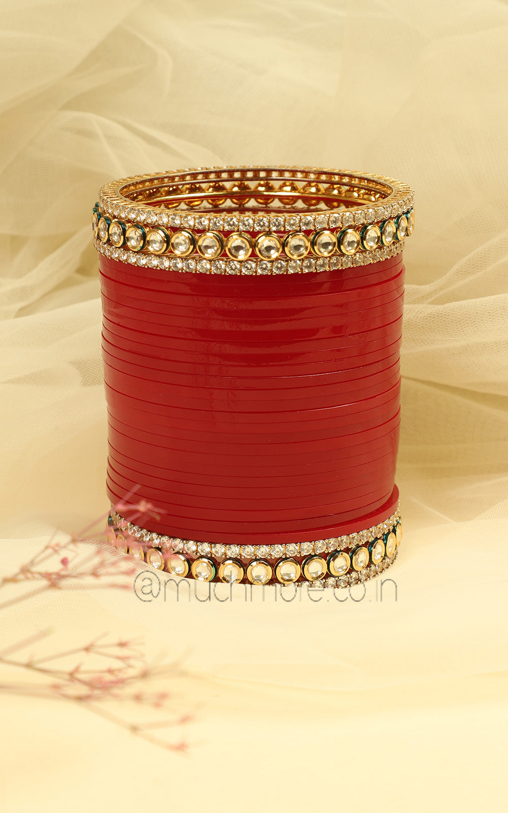Deep Red Kundan Traditional Chooda For Working Brides