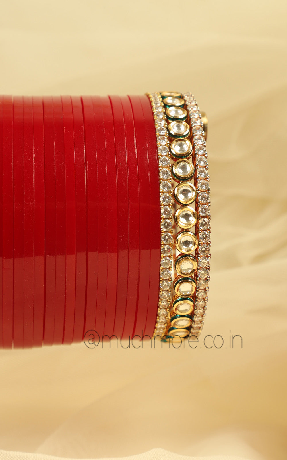 Deep Red Kundan Traditional Chooda For Working Brides